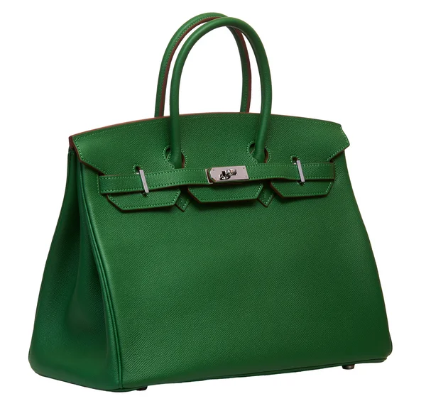 Kadın yeşil deri çanta — Stok fotoğraf