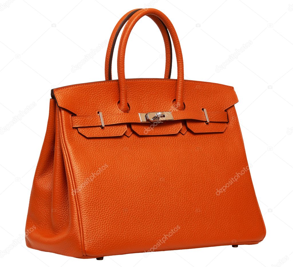 Women's orange leather handbag
