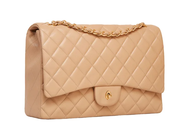 Kvinnors beige läder handväska — Stockfoto