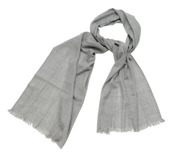 Grauer Schal auf weißem Hintergrund — Stockfoto