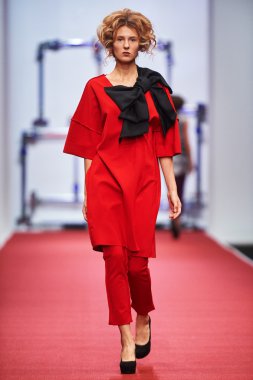 A model walks on the SERGEY SYSOEV catwalk