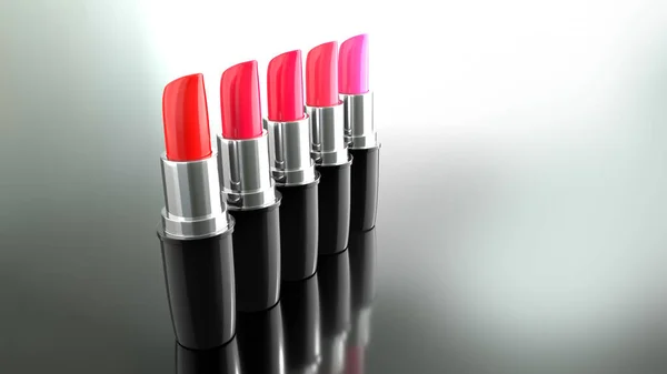 Luxury Lipsticks Silver Background Make Cosmetics Beauty Brand Product Design — Stock Photo, Image