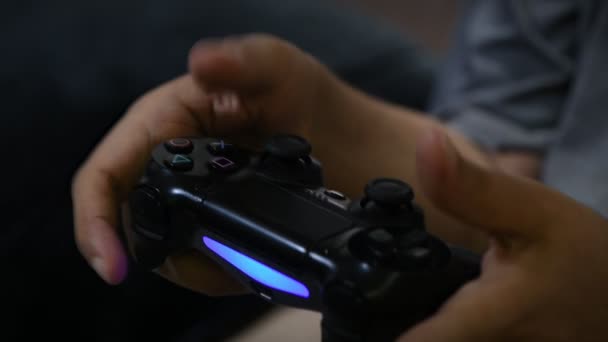 Fingers Pounding Away Playstation Gaming Controller Joystick Playstation Gamepad Blue — Stock Video