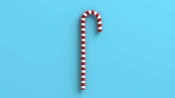 Mint Zuckerrohr Gestreift Weihnachtsfarben Isoliert Auf Blauem Hintergrund — Stockfoto