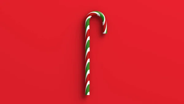 Mint Zuckerrohr Gestreift Weihnachtsfarben Isoliert Auf Rotem Hintergrund lizenzfreie Stockfotos