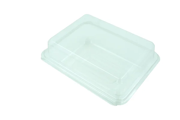 Caixa de comida de plástico isolado no fundo branco — Fotografia de Stock
