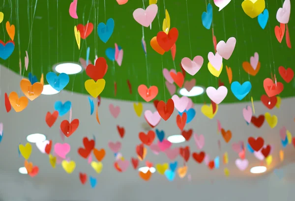 Paper heart mobile hanging
