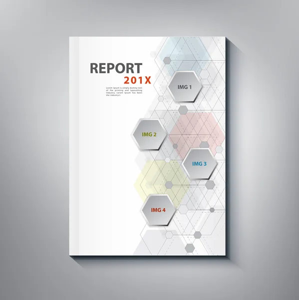 Informe anual moderno Diseño de portada vector tema geométrico — Vector de stock