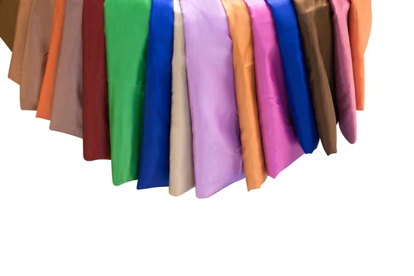 Colorful material of silk or satin fabric isolated. — Stock Photo, Image