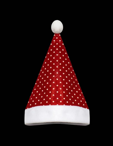 Sombrero Santa Claus Rojo Sombrero Fiesta Aislado Sobre Fondo Negro —  Fotos de Stock