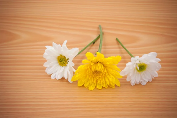 上のアレンジの花空スペースの背景を持つ木製 — ストック写真