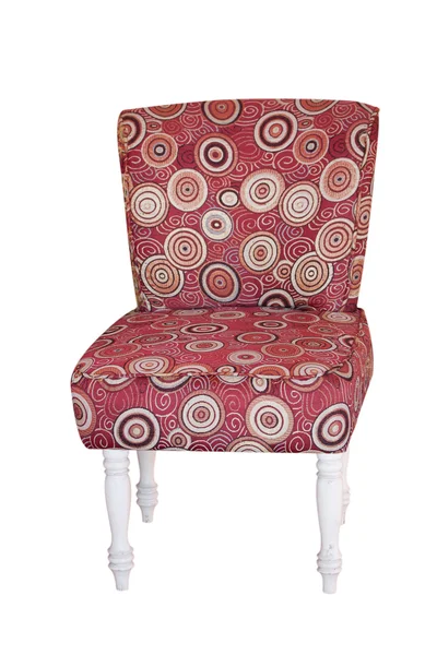 Cadeira de tecido vintage vermelho isolado no branco . — Fotografia de Stock