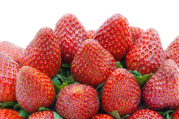 Pile fraises isolées sur un fond blanc — Photo