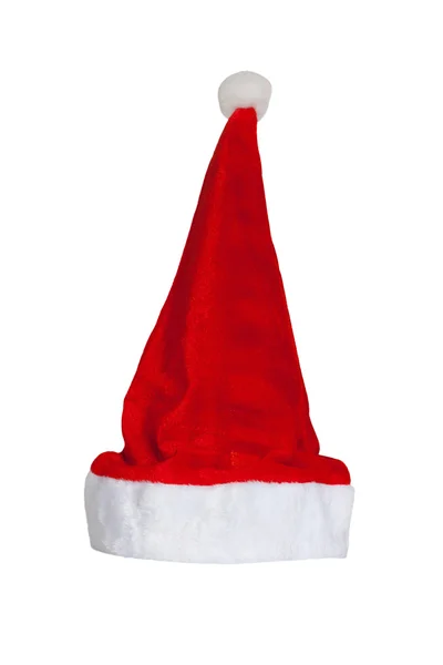 Papai Noel chapéu vermelho isolado no fundo branco — Fotografia de Stock