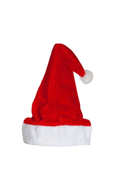 Papai Noel chapéu vermelho isolado no fundo branco — Fotografia de Stock