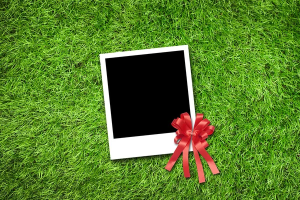 Photo frame on grass — Stock Photo, Image