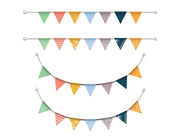 Earth tone bunting flags Vector set — Stock Vector