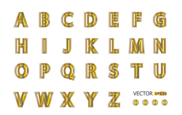 Conjunto de fontes Gold metallic vector — Vetor de Stock