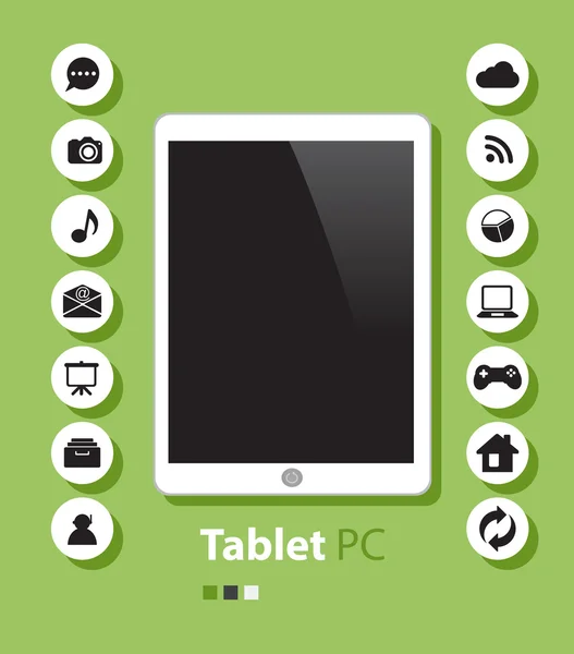 Tableta blanca pc con vector de icono — Vector de stock