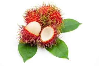 Taze rambutan beyaz izole 