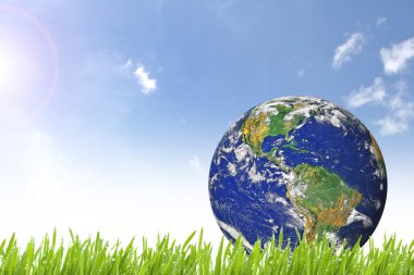 Planet Earth güzel yeşil çimenlerin üzerinde