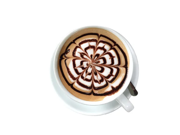 Xícara de café mocha com espuma isolada em branco — Fotografia de Stock