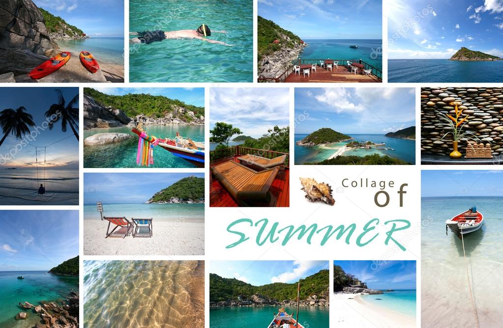 Collage of summer sea and beach images 