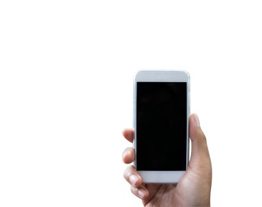 Akıllı telefon üzerinde beyaz izole tutan el