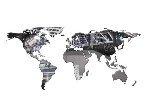 Mapa del mundo Resumen Concepto de doble exposición — Foto de Stock