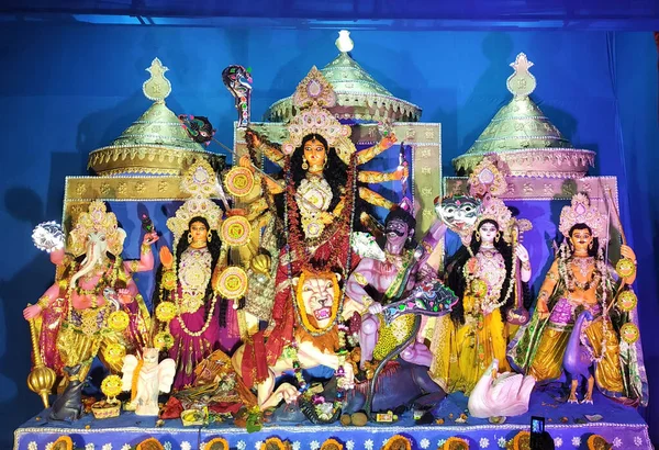 Festa Indiana Durga Puja Celebrazione Bellissimo Idolo Della Dea Indù — Foto Stock