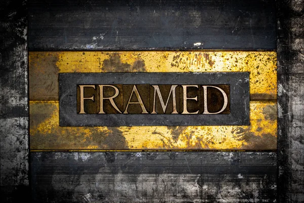 Framed Tekst Getextureerd Lood Met Grunge Koper Vintage Gouden Achtergrond — Stockfoto