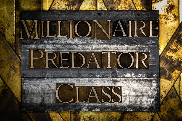 Millionaire Predator Class Szöveg Texturált Ólom Grunge Réz Vintage Arany — Stock Fotó