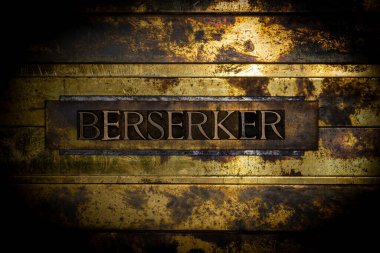 Berserker metni gerçek otantik yazı dizisi harfleri ile eski desenli grunge bronz arkaplan üzerine oluşturuldu