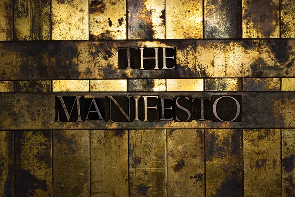 Manifesto Text Created Real Authentic Typeset Letters Vintage Texured Grunge — Stock fotografie