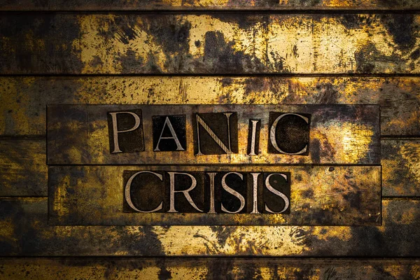 Panic Crisis Text Vintage Textured Bronze Grunge Copper Gold Background — Stock Photo, Image