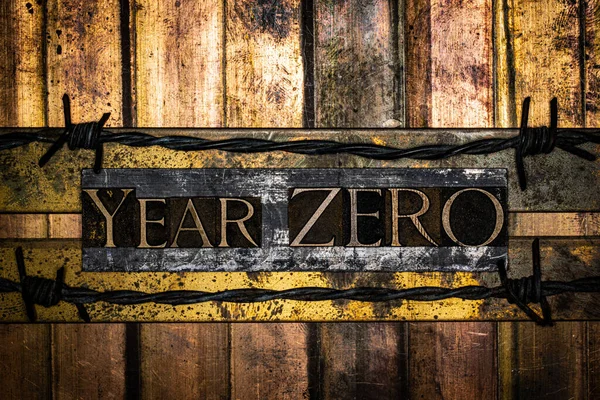 Zero Szöveg Vintage Texturált Bronz Grunge Réz Arany Háttér — Stock Fotó