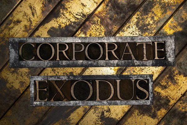 Corporate Exodus Szöveg Vintage Texturált Bronz Grunge Réz Arany Háttér — Stock Fotó