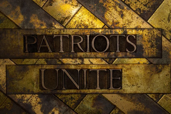 Patriots Unite Text Grunge Cobre Gold Textured Background — Fotografia de Stock