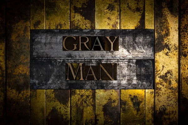 Gray Man Texto Superfície Chumbo Texturizado Grungy Com Cobre Autêntico — Fotografia de Stock