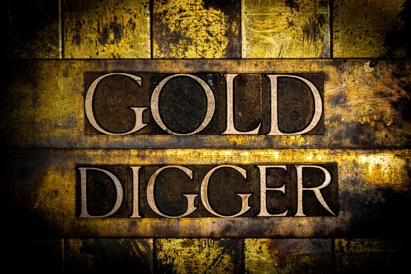 Gold Digger Text Vintage Textured Grunge Copper Gold Background — 스톡 사진