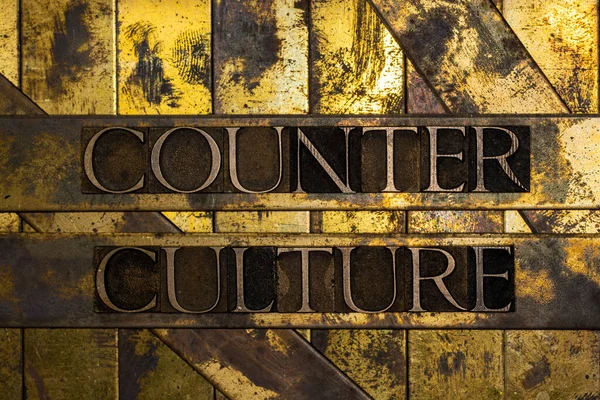 Counter Kultura Text Vinobraní Texturované Grunge Mědi Zlata Pozadí — Stock fotografie