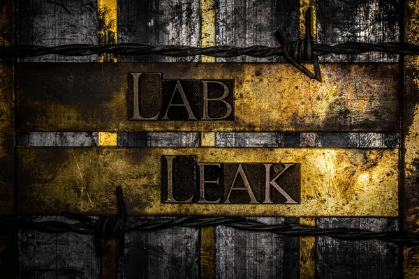 Lab Leak Texto Vintage Texturizado Grunge Cobre Ouro Steampunk Fundo — Fotografia de Stock