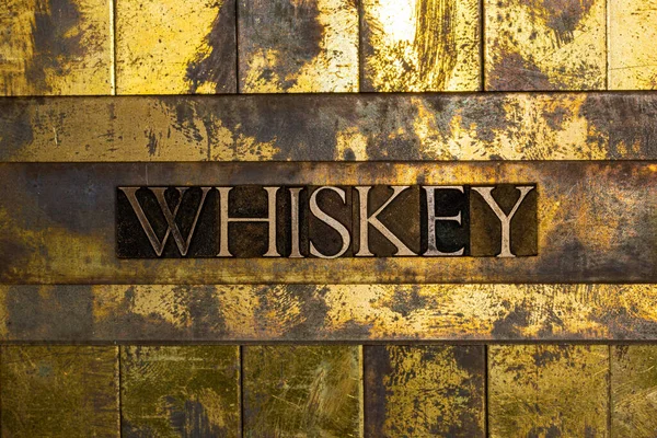 Texto Whiskey Sobre Fondo Texturizado Cobre Oro — Foto de Stock
