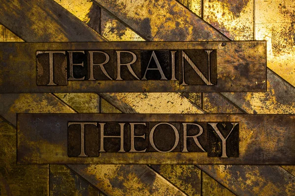 Terrain Theory Texto Sobre Texturas Vintage Cobre Grunge Fondo Oro —  Fotos de Stock