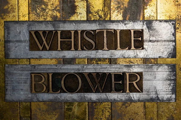 Whistle Blower Text Textured Grunge Copper Vintage Gold Background —  Fotos de Stock