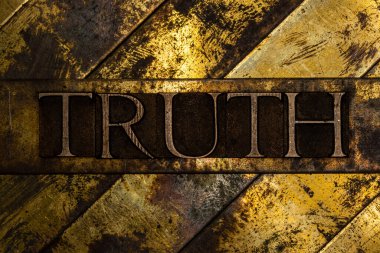 Truth text on vintage textured grunge copper and gold background clipart