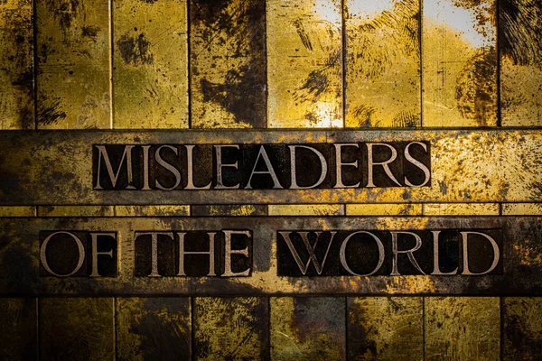 Misleaders World Texto Sobre Grunge Texturizado Cobre Ouro Fundo — Fotografia de Stock