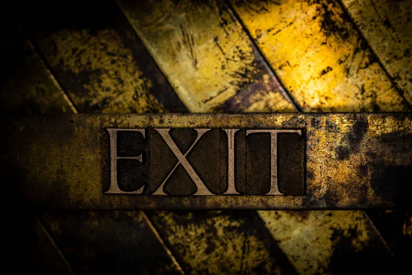 Exit Text Message Textured Grunge Copper Vintage Gold Background — 스톡 사진