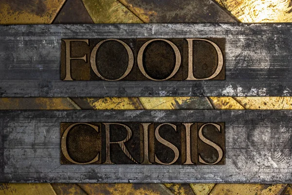 Élelmiszerválság Szöveg Évjárat Texturált Grunge Réz Arany Háttér — Stock Fotó