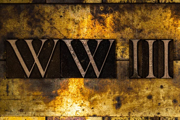 Ww3 Text Textured Grunge Copper Vintage Gold Background — Stock Photo, Image